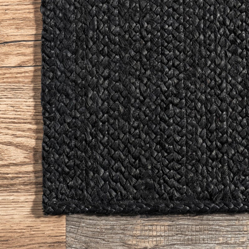 nuLOOM 2x3 Rigo Jute Hand Woven Area Rug, Black, Solid Farmhouse Design, Natural Fiber, For Bedroom, Living Room, Dining Room, Hallway, Office, Kitchen, Entryway - Image 4